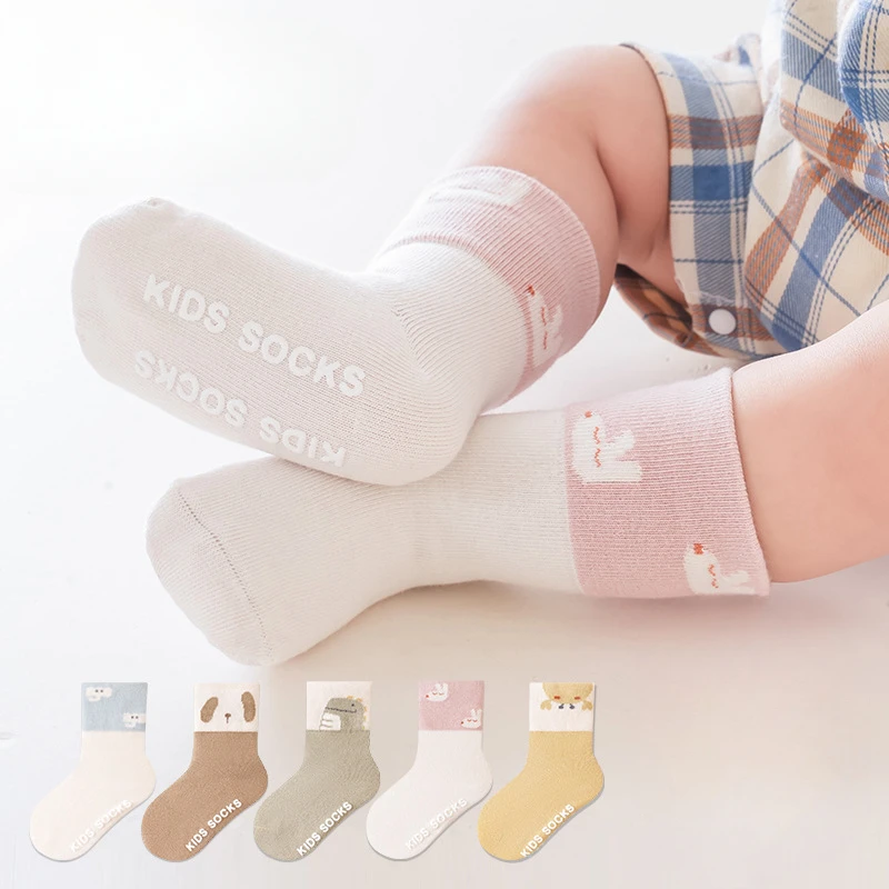 Baby Socks Spring Korean Neonatal Cartoon Animal Loose Mouth Baby Sock Pure Cotton Cartoon Mid Tube Sock Toddler Socks