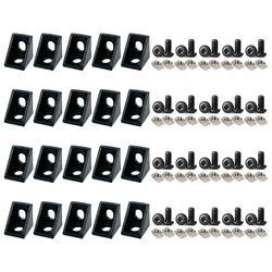 20 Sets 2020 Aluminum Extrusion Profile Corner Bracket 20 Series Right Angle L Connector wtih Nut for 20/20 Rail Perfil Extruded