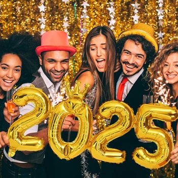 2025 Krone Nummer Folie Luftballons Frohes Neues Jahr Party Dekoration Foto kabine Requisiten liefert Weihnachten Wohnkultur Navidad