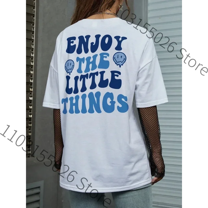 Übergroß genießen Sie das kleine Ding Lächeln Gesicht Design Frauen T-Shirt Baumwolle lässig T-Shirt
