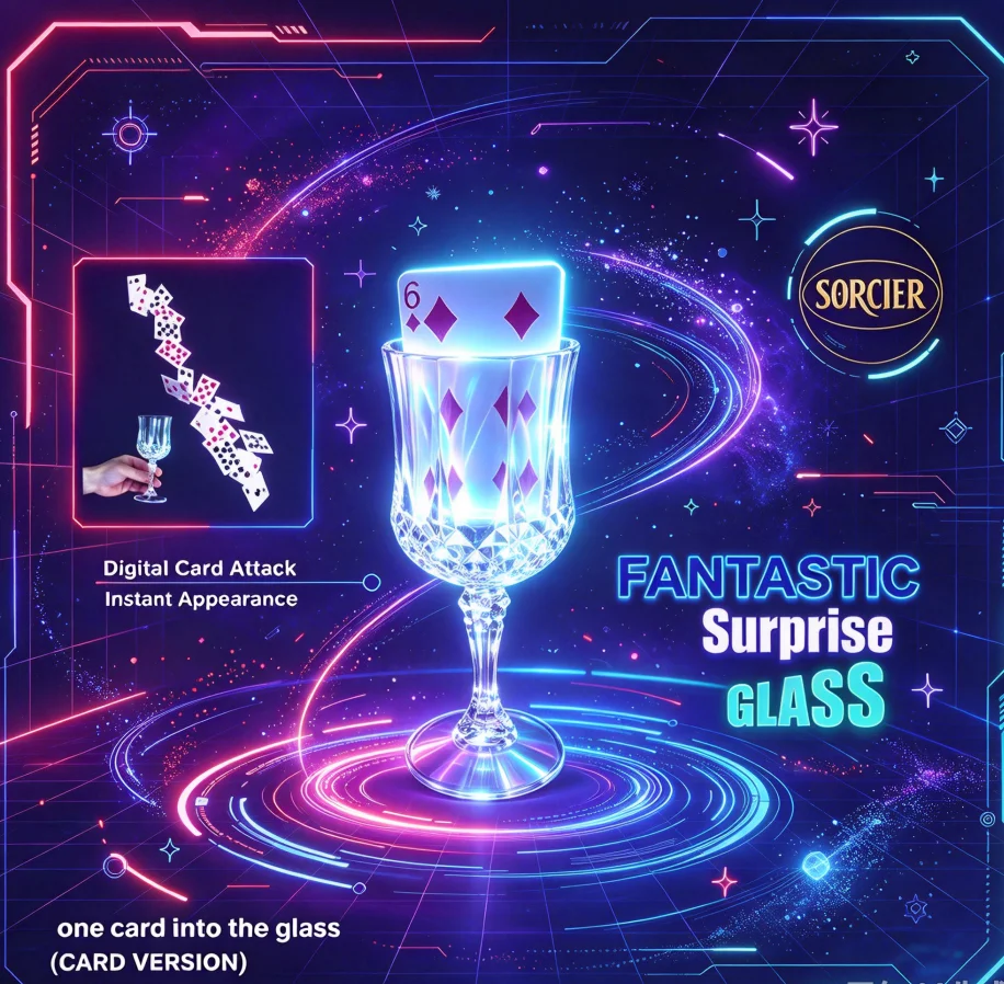 Fantastic Surprise Glass Card Magic Trick By Sorcier Magic Interactive Comedy Illusion Close Up Magician Gimmick Magia Props