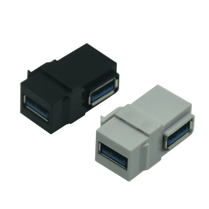 1 unidad de adaptador acoplador Keystone Jack USB 3,0 A hembra a hembra en ángulo recto de 90 grados para Panel de placa de pared Cable USB