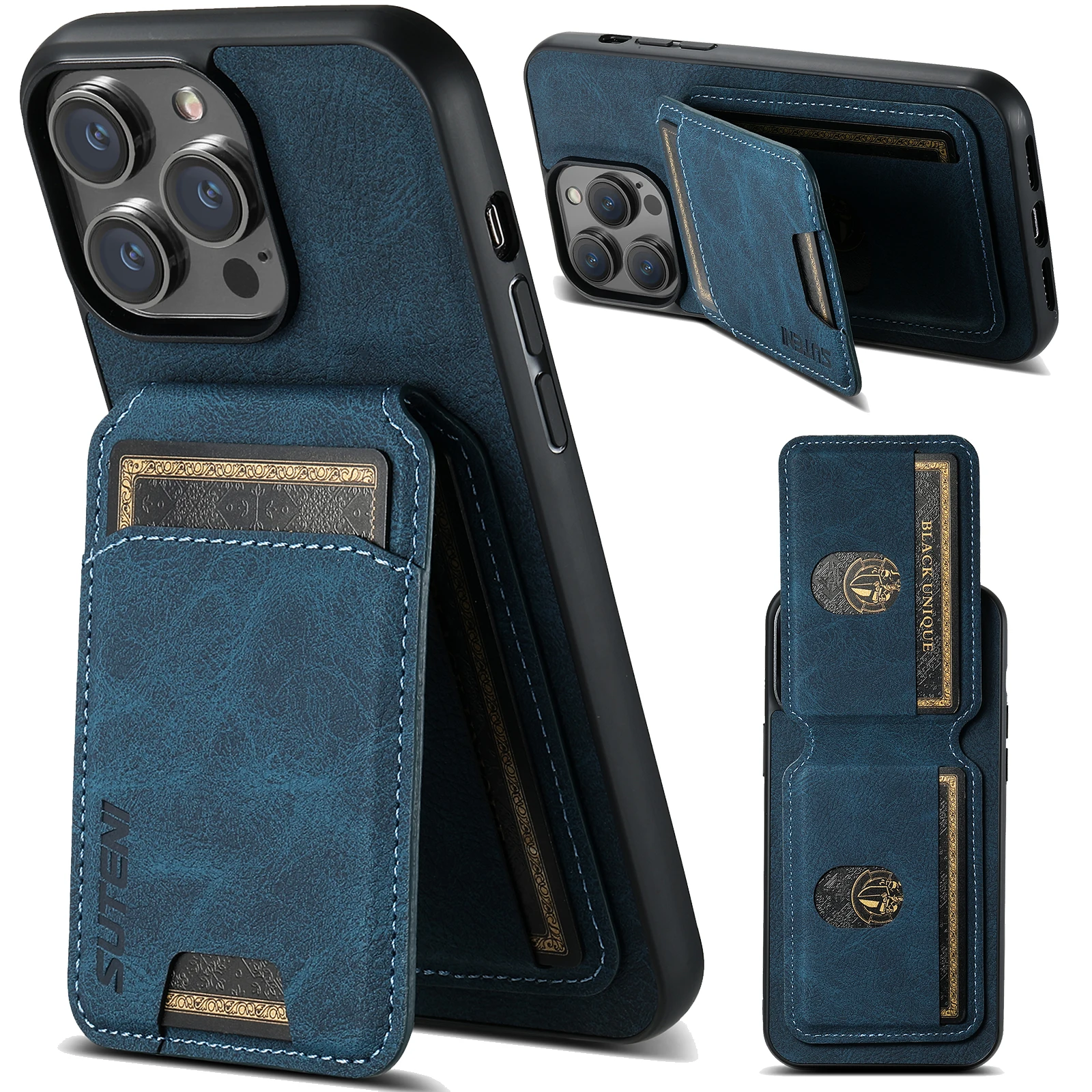 SUTENI Kartenhalter Kartenhülle Handyhülle Luxus PU Leder Handyhalter für iPhone 16 Pro Max 15Plus 14 13 12 11 XR X – Detail 35