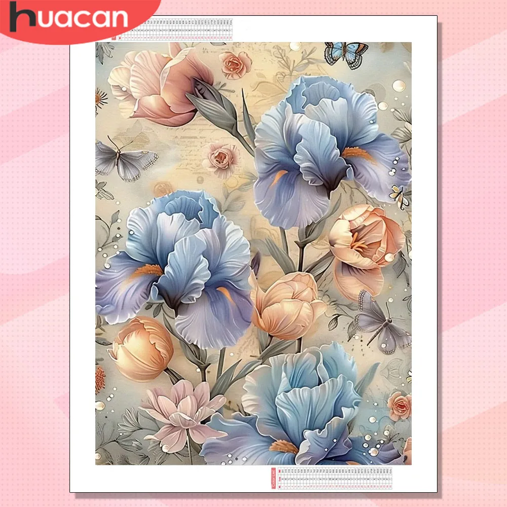 HUACAN Diamond Art Iris Flower Unique Gift Rhinestones Wall Decorative Paintings Floral Full Square Round Drill