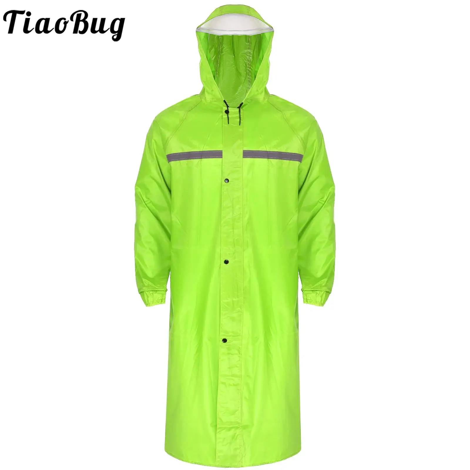 

Mens Reflective Strips Raincoat Reusable Water Resistant Drawstring Hooded Rain Coat for Traveling Hiking Cycling Outdoor