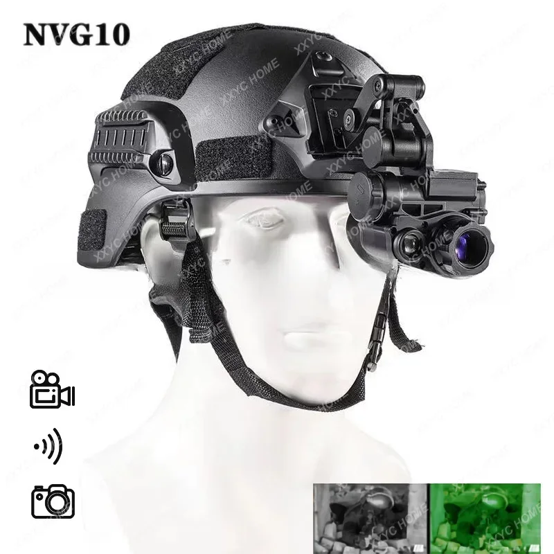 NVG10 Head Mounted Night Vision Monocular Scope WIfi Hunting Helmet Night Vision Googles with 200m/656ft Viewing Range