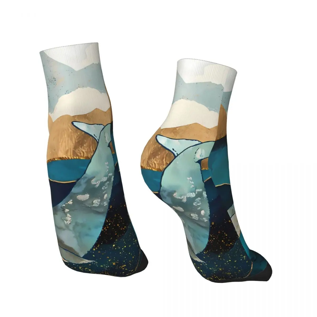 Blue Whale Underwater Men's Ankle Socks Unisex Harajuku Seamless Printed Crazy Low Sock Gift