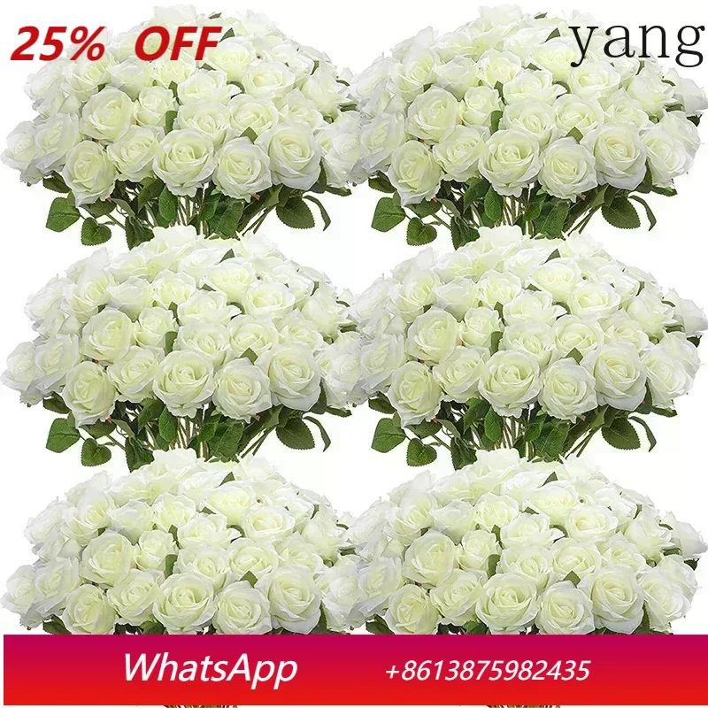 

50 Pcs Artificial Rose Flower Silk Roses Bouquet Real Looking Fake Roses for Home Wedding Centerpieces Party Decorations