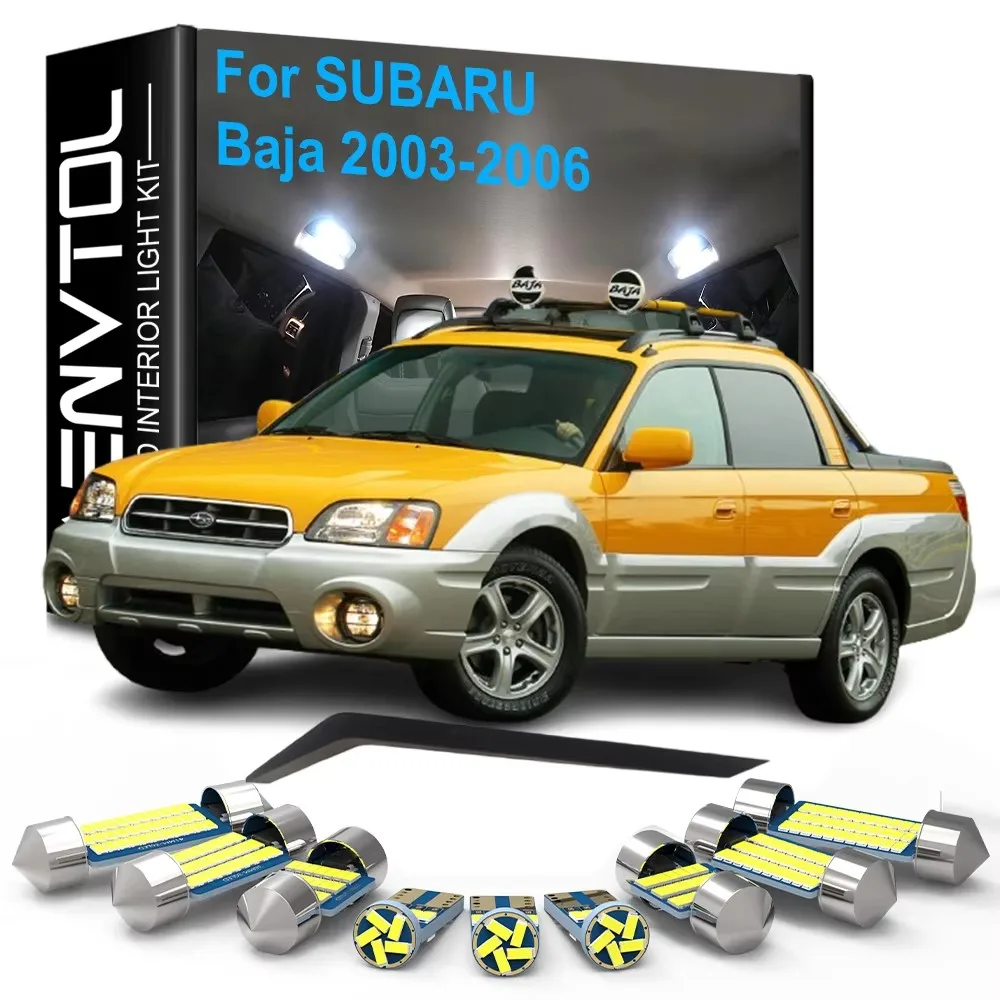 

10 шт. автомобильные светодиодные внутренние фонари Canbus для Subaru Baja 2003 2004 2005 2006, купольные лампы для чтения карт, двери багажника, комплект ламп для номерного знака