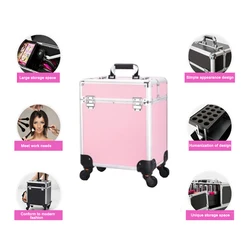 Large Pull Rod Toolbox Portable Multi-Layer Cosmetics Organizer Box With Universal Wheels Apply To Makeup & Hairdressing Storage