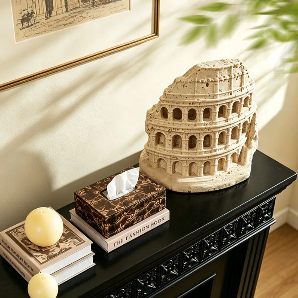 European Retro Architectural Sculpture Ornaments Marble Ornaments Material Colosseum Cave Stone Texture Living Room Decoration