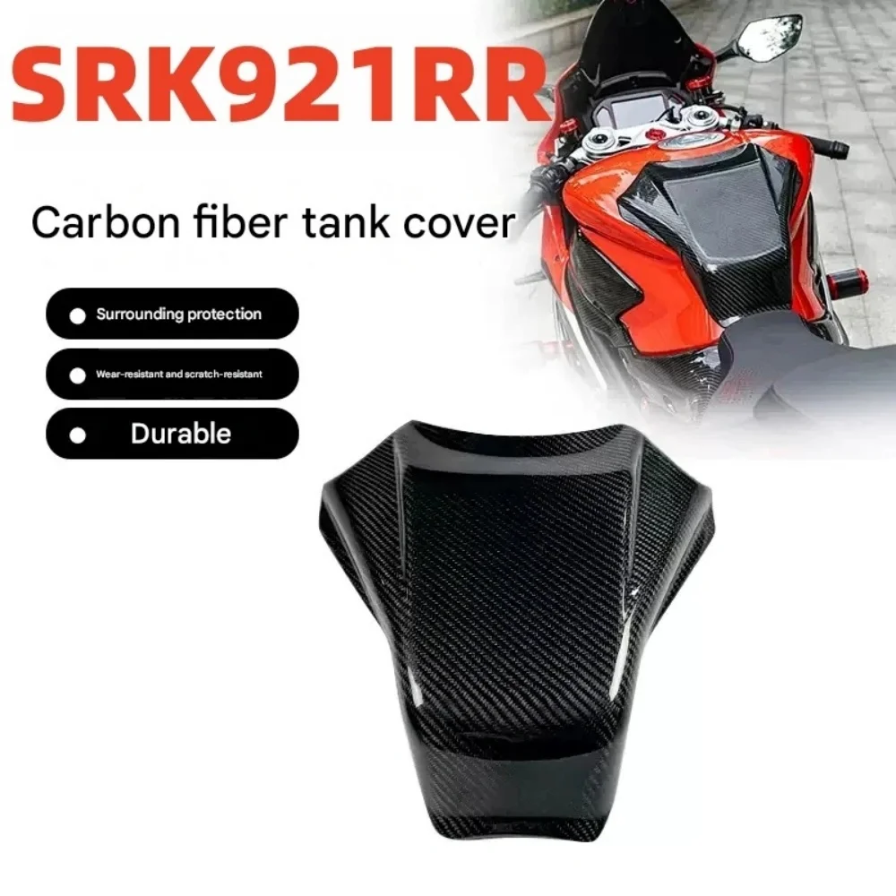 Suitable for QJMOTOR SRK921RR: Premium, stylish carbon fiber raised fuel tank cover (aftermarket accessory).