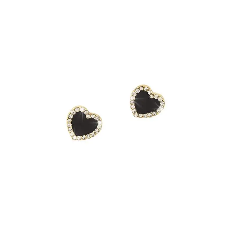 JewelryPalace Love Heart Genuine Black Spinel 925 Sterling Silver Stud Earrings for Women Fashion Statement Gemstone Earrings