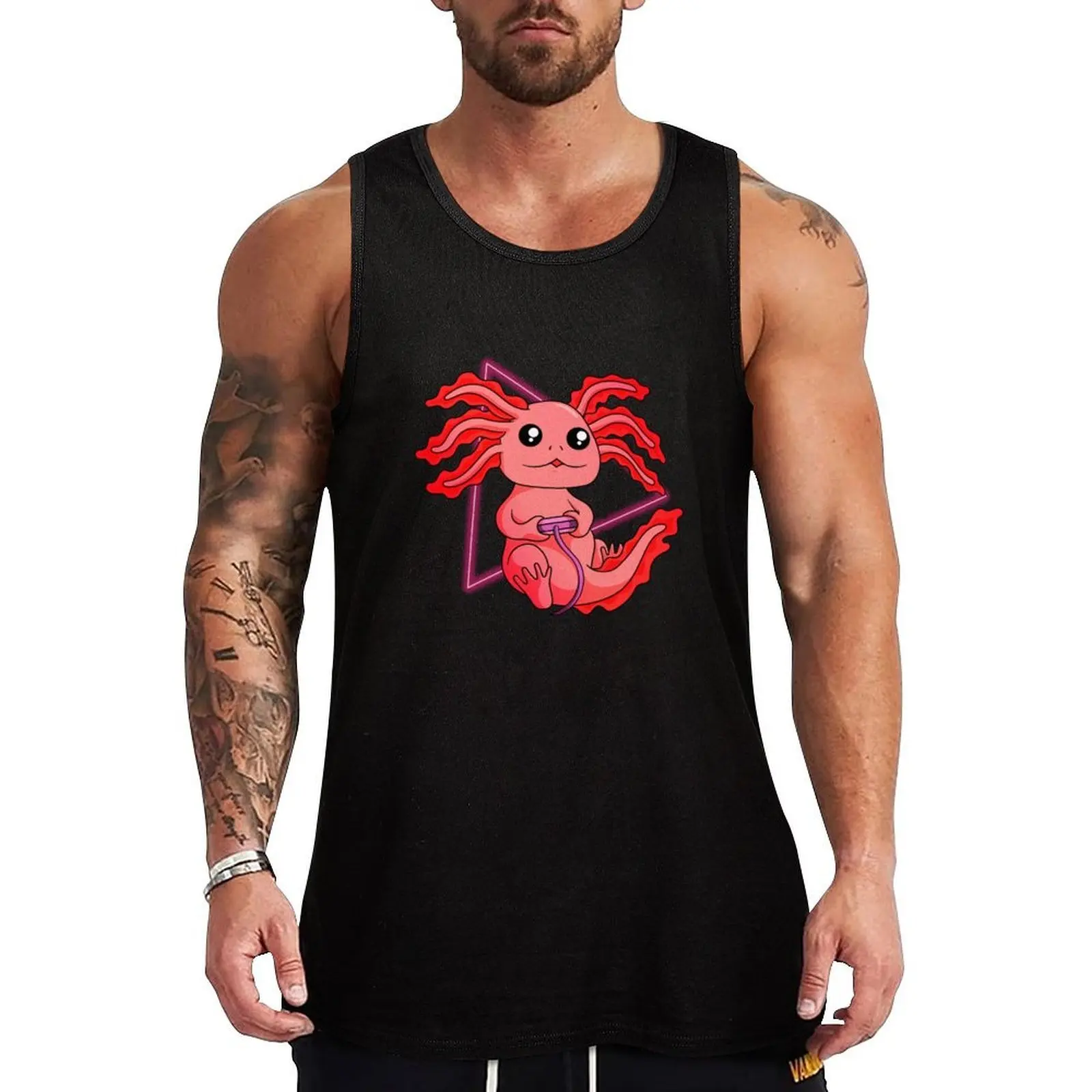 

Gamesolotl Video Gamer Kawaii Anime Axolotl Tank Top Sportswear for men Man summer clothes T-shirt for fitness