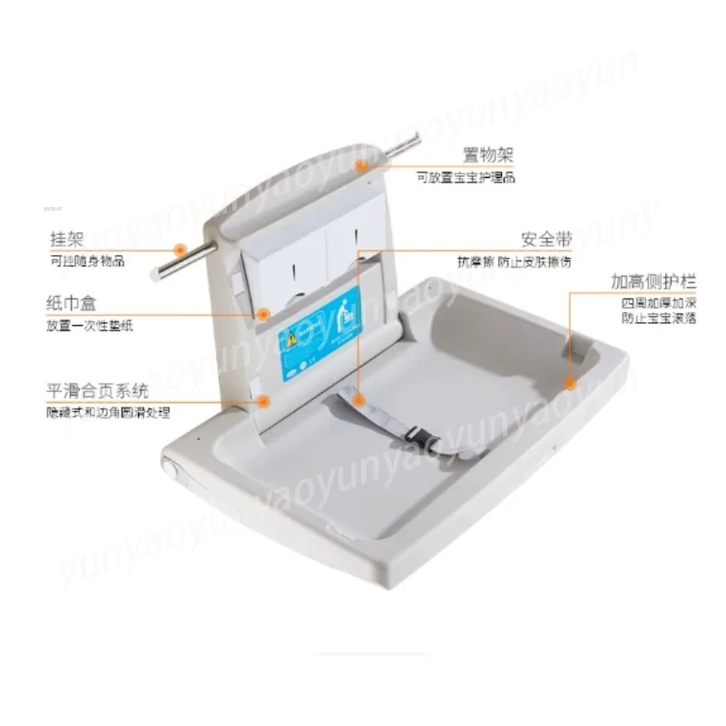 Wall Fold Baby Changing Station Infant Diaper Care Table Safe Mount Design for Public Third Bathroom Mother Room