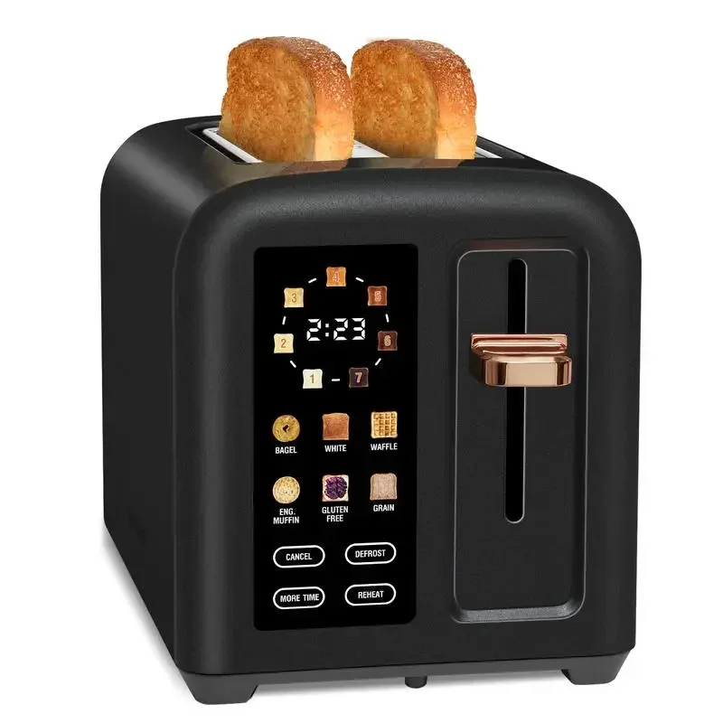 Toaster 2 Slice, Stainless Toaster LCD Display&Touch Button, 50% Faster Heating Speed, 1.4'' Wide Slots Toaster