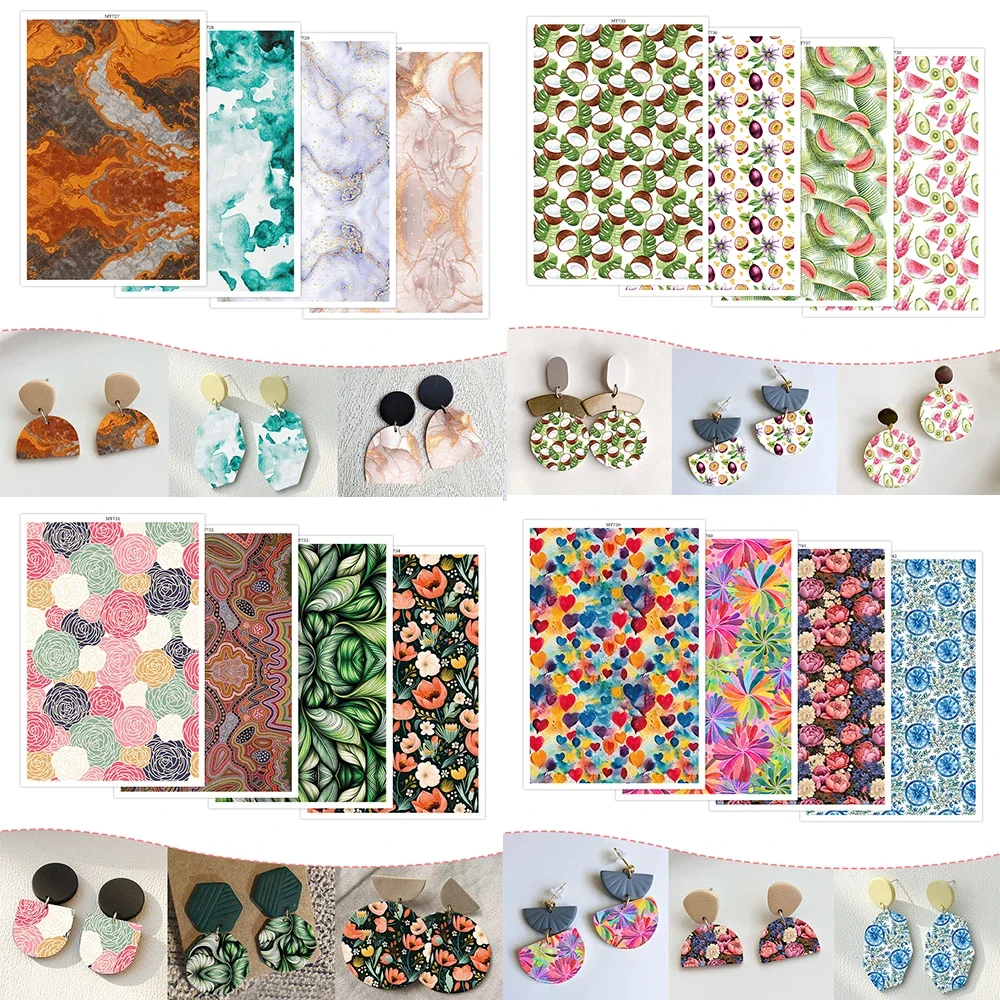 زهرة الرخام نمط بوليمر كلاي نقل الألوان المائية ورقة النقش الطباعة النمذجة ورقة السيراميك الحرفية الفخار صنع أداة #1