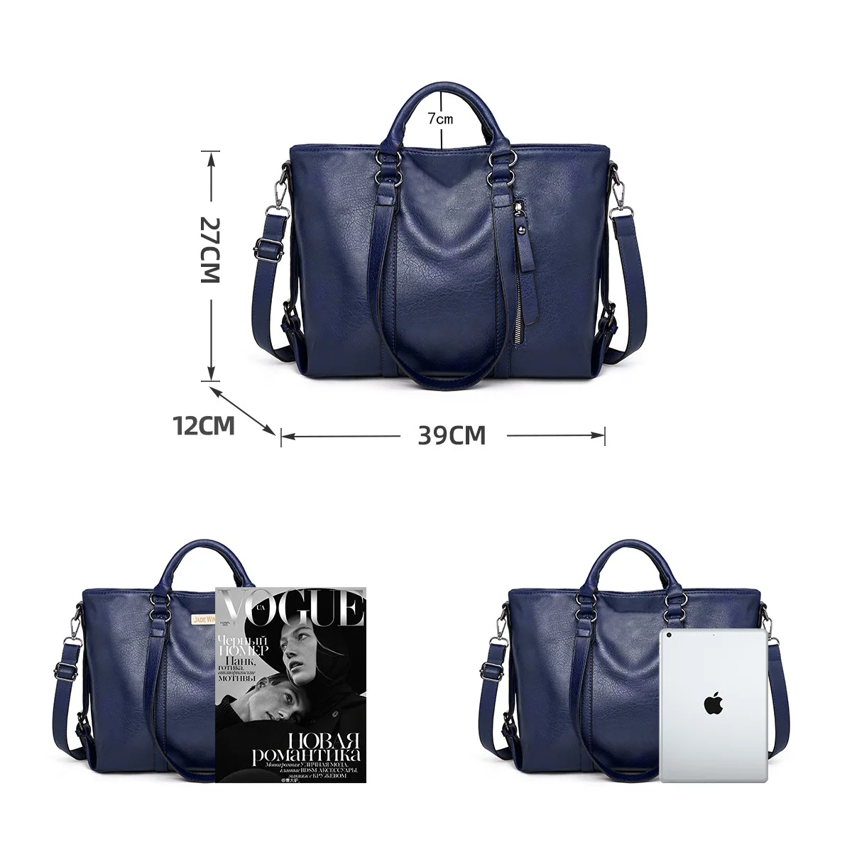 Arbeitstasche 14 Zoll Retro PU-Leder und Multi-Taschen-Design, geeignet als Büro-Computertasche für den täglichen Gebrauch. – Detail 5