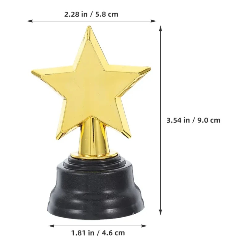 6pcs Star Trophy Awards Gold Color Five-pointed Star Trophies Large Base for Students Participation Trophy Party Favors Office