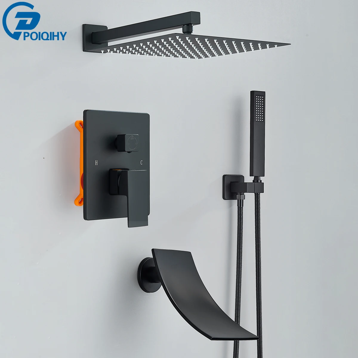 

Matte Black Concealed Shower Faucet Rainfall Bath Shower Set 3-ways Bathroom Tub Mixer Tap Waterfall Spout Faucet