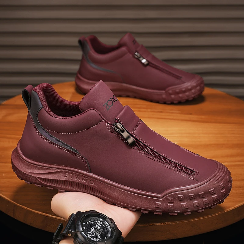 Fashionable Men's Walking Shoes Outdoor Casual Leather Shoes Non-Slip Comfortable Versatile Soft-Sole Sports Work Shoes