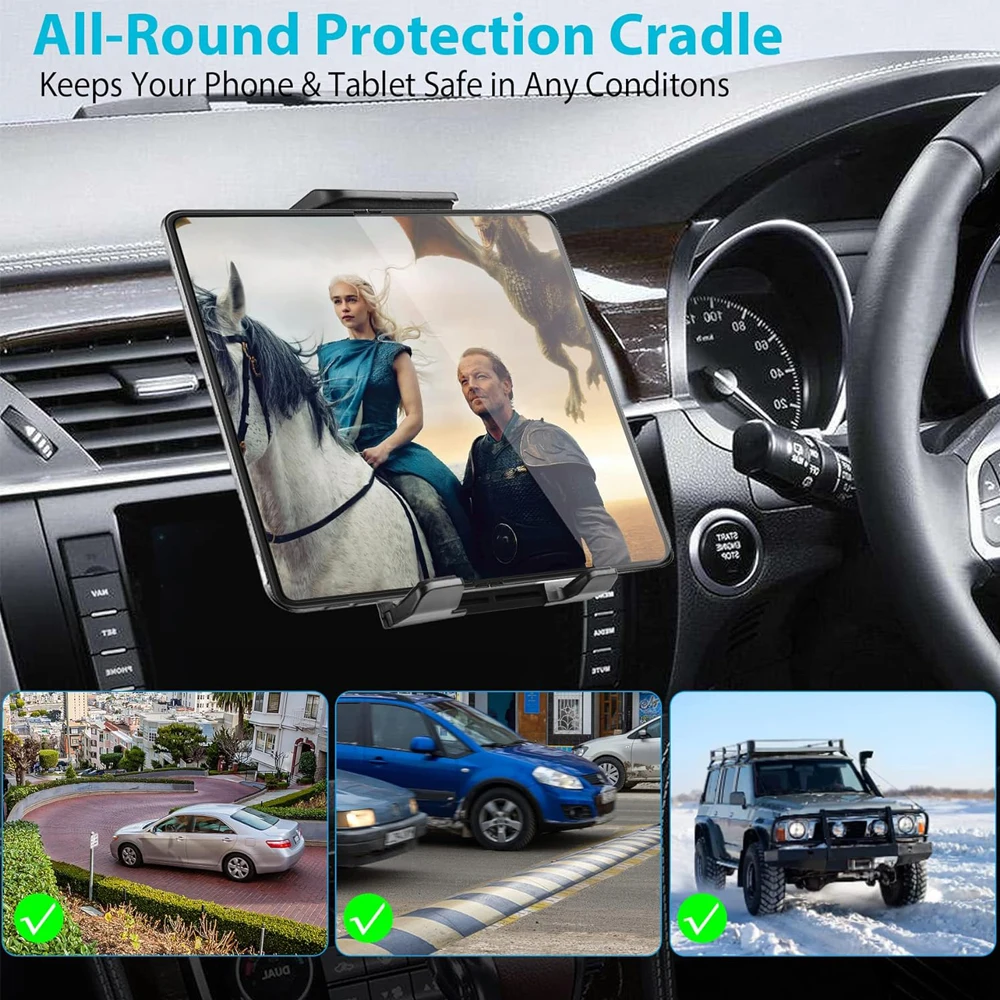 Universal 4-12 inch Tablet Holder Car Air Vent Tablet Mobile Phone Mount Stand GPS Brackets 360° Rotatable for iPad Samsung Pad