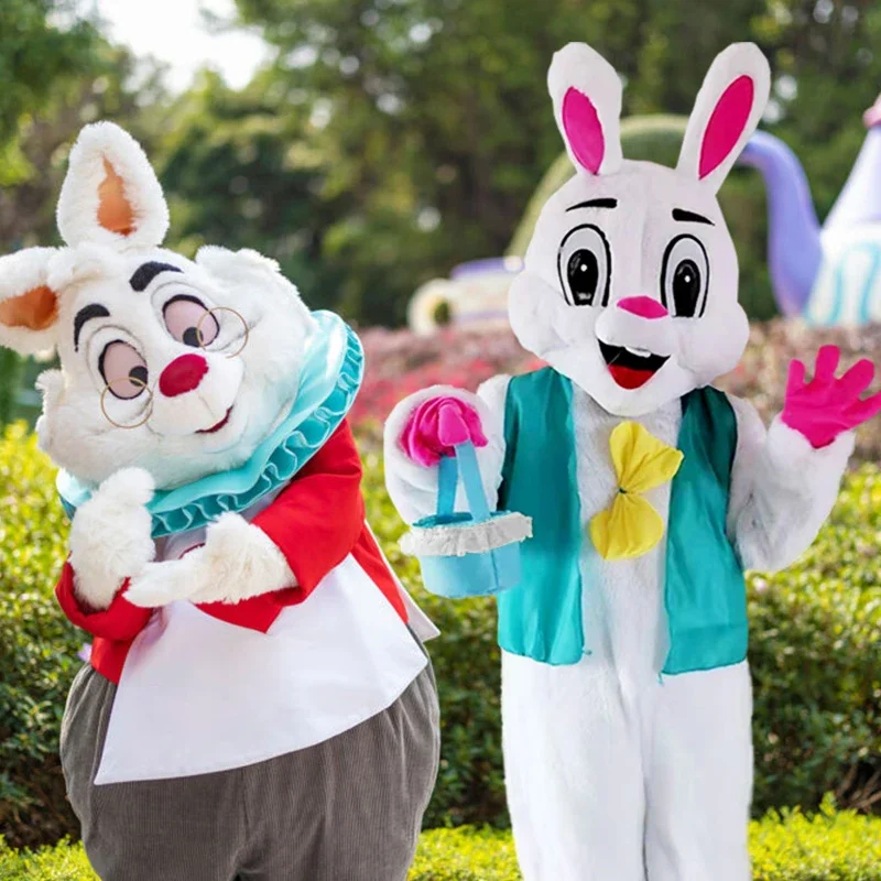 Mascote de coelho da Páscoa para adultos, vestido extravagante de Halloween, homens e mulheres, fantasia Deluxe, festa de carnaval