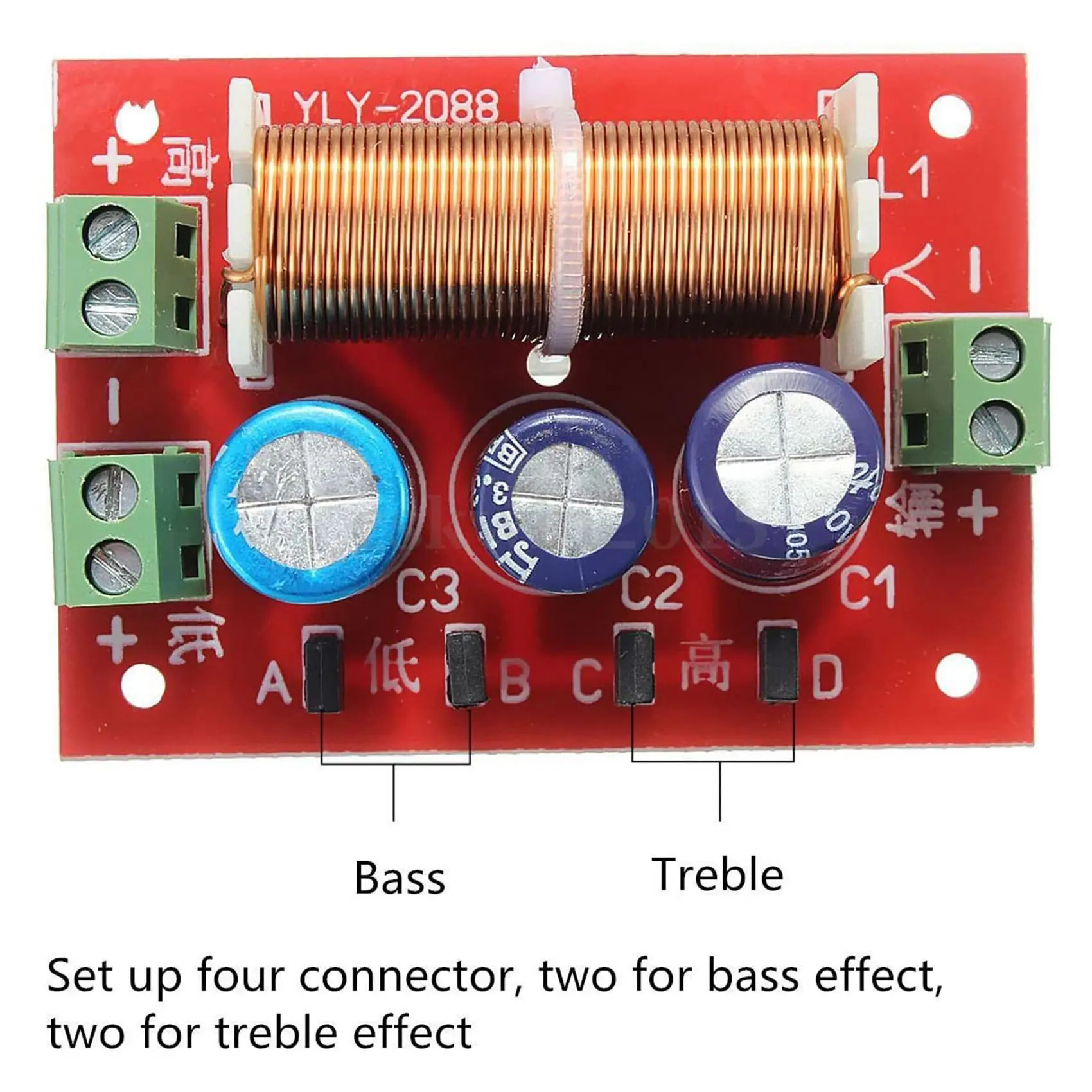 400W Speaker Crossover 2 Way High-Low 4-16 Ohm Frequency Divider for Speaker