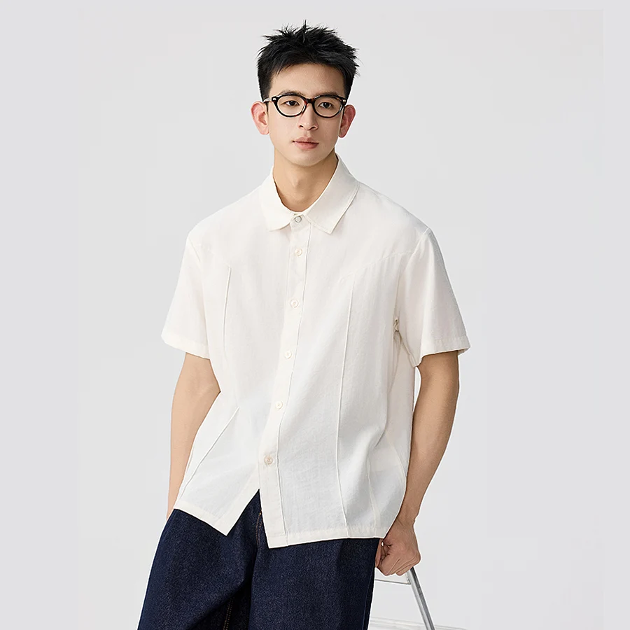 

Men Summer Old Money Vintage Fashion Loose Casual Short Sleeve Shirts Male Streetwear Cityboy Shirts Blouses