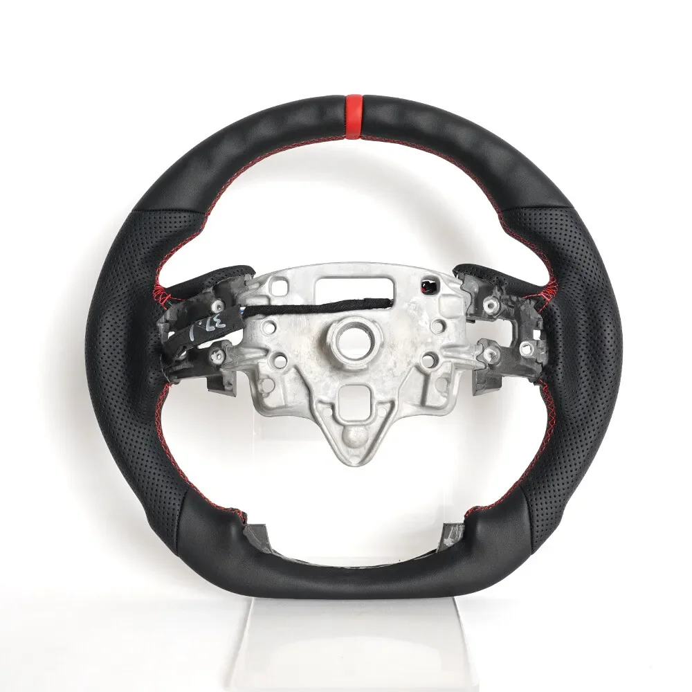 Heated Full Leather Steering Wheel Fit For GMC Sierra 1500 2500 3500 2020-2021 With Paddle Holes Flat Bottom Car Accessories
