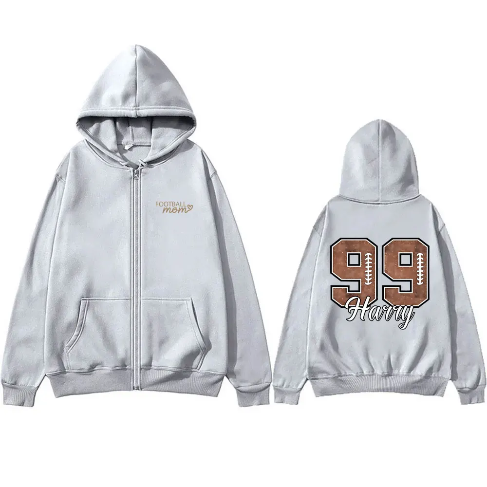 Football Mom Zipper Hoodie Male Fashion Streetwear Men Women Casual Oversized Sports Zip Up Jacket Unisex Fleece Cotton Hoodies