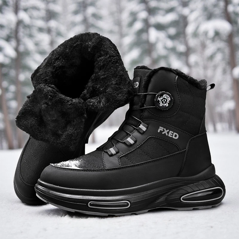 Warm Fur Men's Snow Boots Autumn and Winter Bakers Thickened Fashion Casual Shoes Fur-Lined Thickened Mid-Calf Cotton Shoes