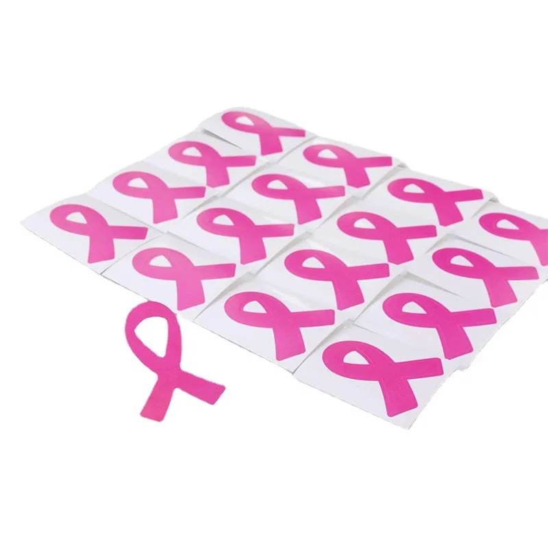 Breast Cancer Awareness Stickers Pink Breast Cancer Awareness Ribbon Stickers 50Pcs Adhesive Breast Cancer Decal Label Sticker view 3