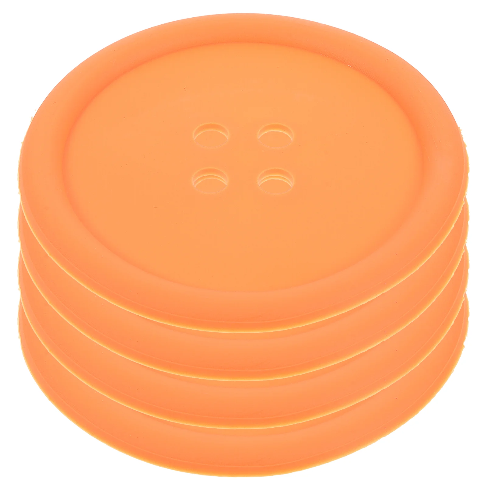 4 Pcs/Pack Button Shape Cup Mat Coaster Silicone Coasters Round Buttone Mats Orange Pads