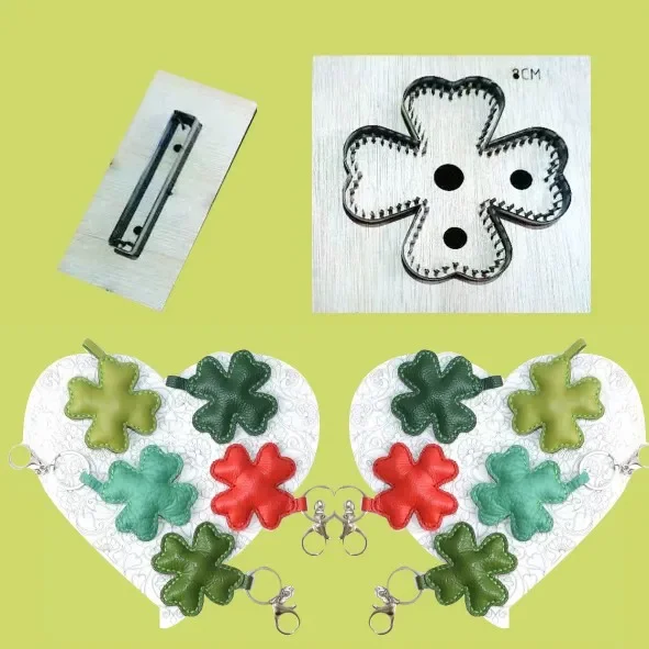 Handmade Leather Knife Mold: Clover  Four-leaf Clover Car Key Chain Bag Pendant Leather Tools