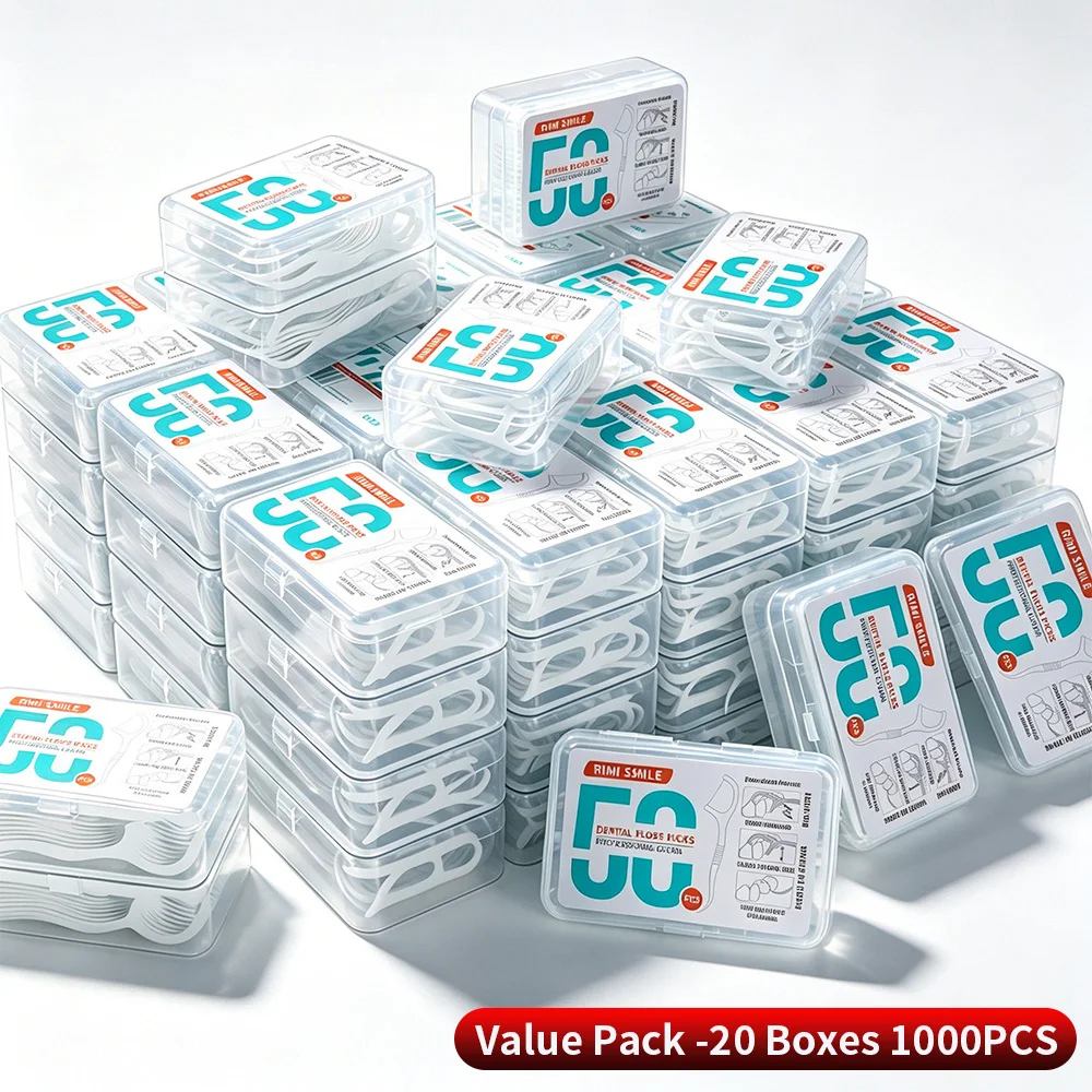 Dual Use Dental Floss Picks 50-1000Pcs Smooth Floss Sticks, Gentle on Gums Better Than Toothpicks, Effectively Clean Interdental