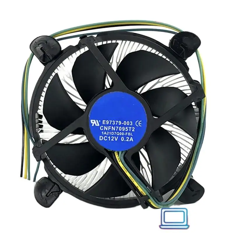 WYORESY 90mm CPU Fan Aluminum Heatsink for Intel E97379-001 Core i3/i5/i7 Socket LGA1150/1155/1156 4Pin E97379-003