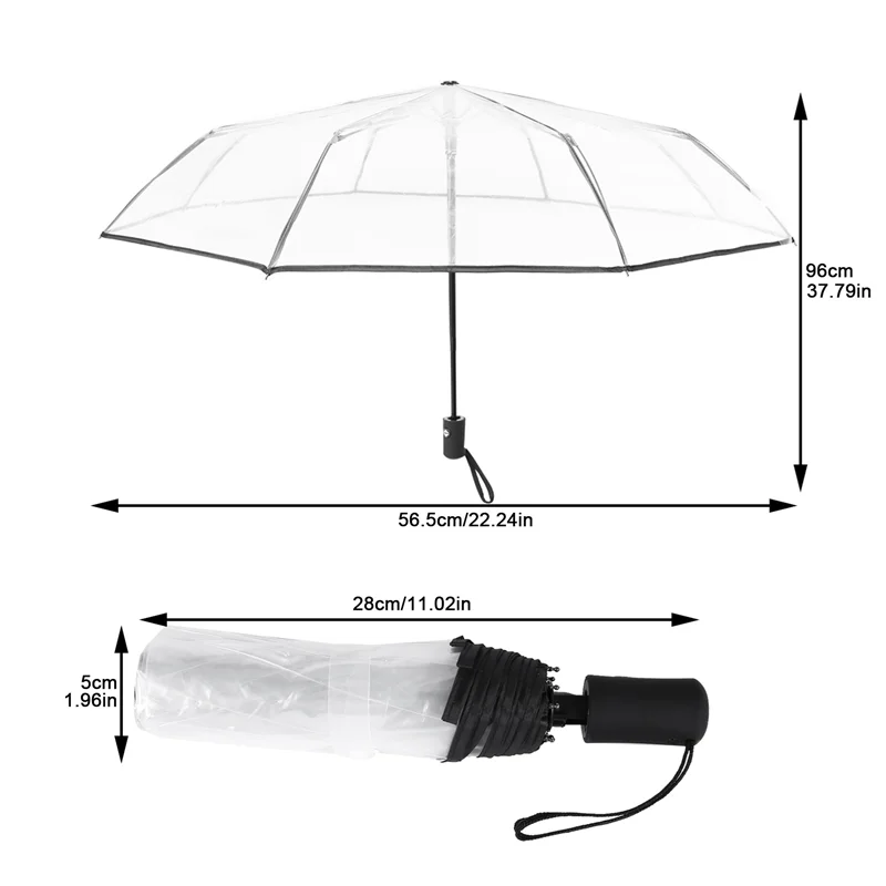 【Popular】5X paraguas automático lluvia mujeres hombres sol lluvia paraguas automático compacto plegable estilo a prueba de viento transparente + borde negro