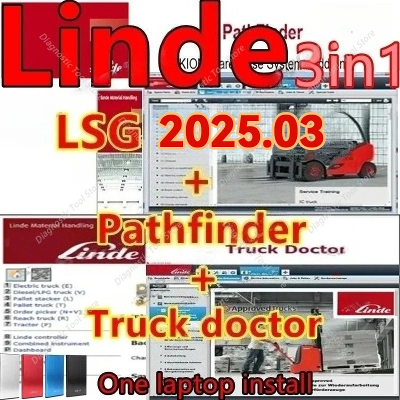 2026 FOR Linde Service Guide LSG 5.2.2 2025.03 + truck Doctor + Pathfinder 3in1 install forklift truck Diagnostic Software