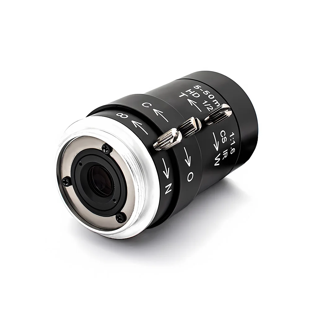 Lente zoom de montagem CS 2.8–12 /5–50 /50–100 mm Lente varifocal de íris manual para visão de máquina industrial ou câmeras de vigilância CCTV