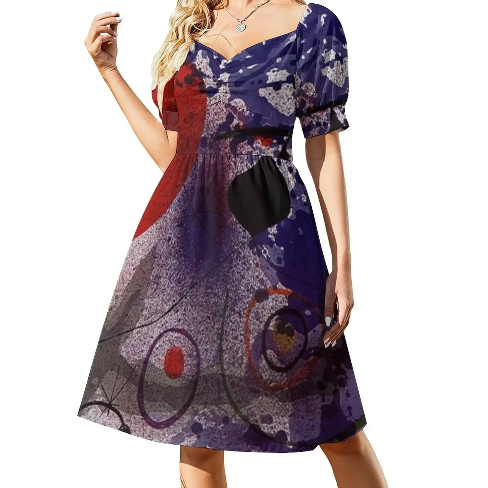 

Joan Miro " Batement II " Short-Sleeved Dress women's summer dress 2025 Dress woman