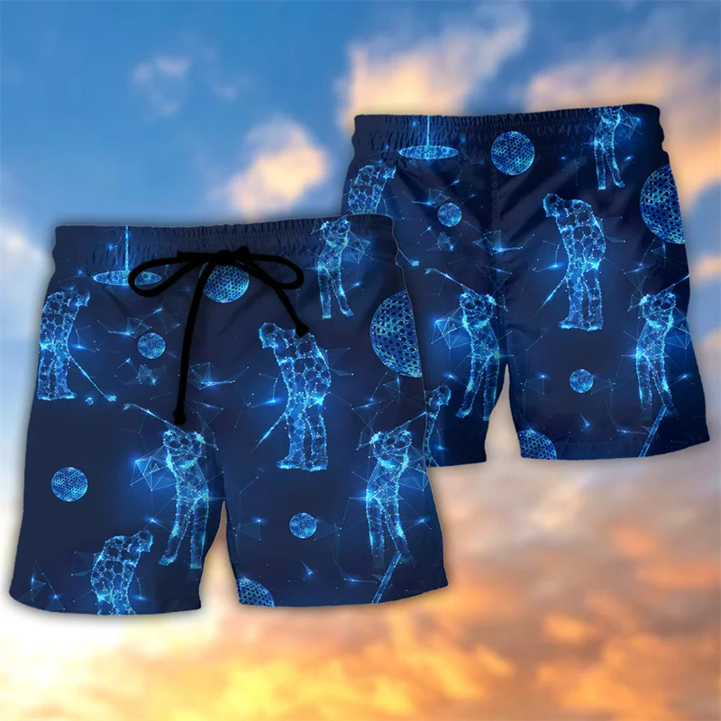 3D Golf Funny Dog Printed Mens Women Beach Shorts Holiday Hawaiian Shorts Kids Breathable Sportwear Perfect Gift For Golf Lovers