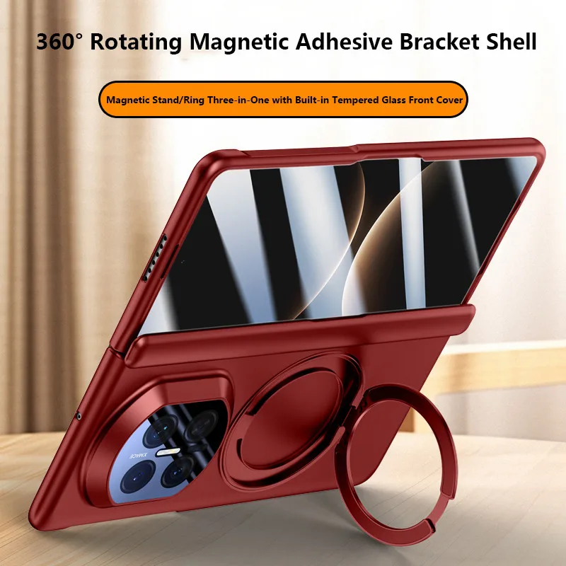 360 °   حافظة دوارة لهاتف هواوي ميت X7 MateX7 5G صديقة للبشرة غير لامعة مغناطيسية قابلة للطي غطاء حماية مع طبقة مقسى