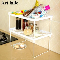 Foldable Multi Layer Plastic Shelf Snap Type Kitchen Storage Racks Organizer Multi Use Shelving Holders for Home Organization
