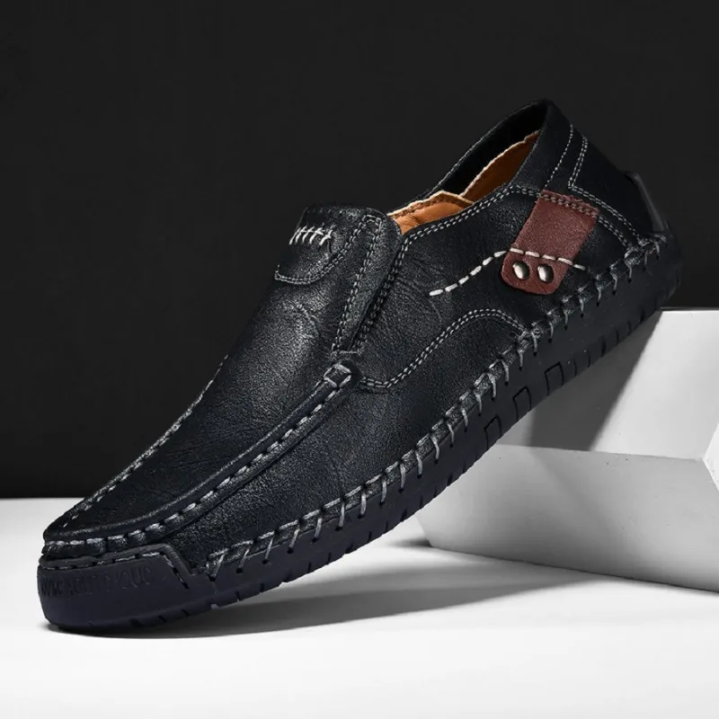 Roman Men Leather Shoes 2025 Handmade Comfortable Men Flat Shoes Loafers Outdoor Hot Sale Walking Shoes Plus 38-48 Fast Shipping
