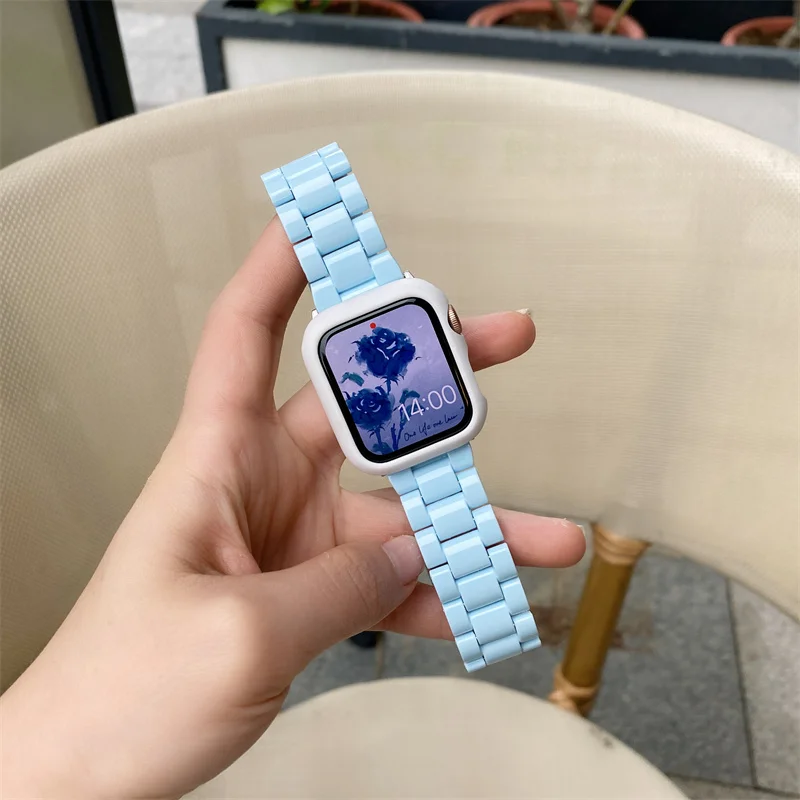 Resin strap for apple watch band 44mm 45mm 38mm 40mm 42mm 38mm sport correa apple watch series 9 8 7 6 5 4 3 Se 41mm ultra 49mm