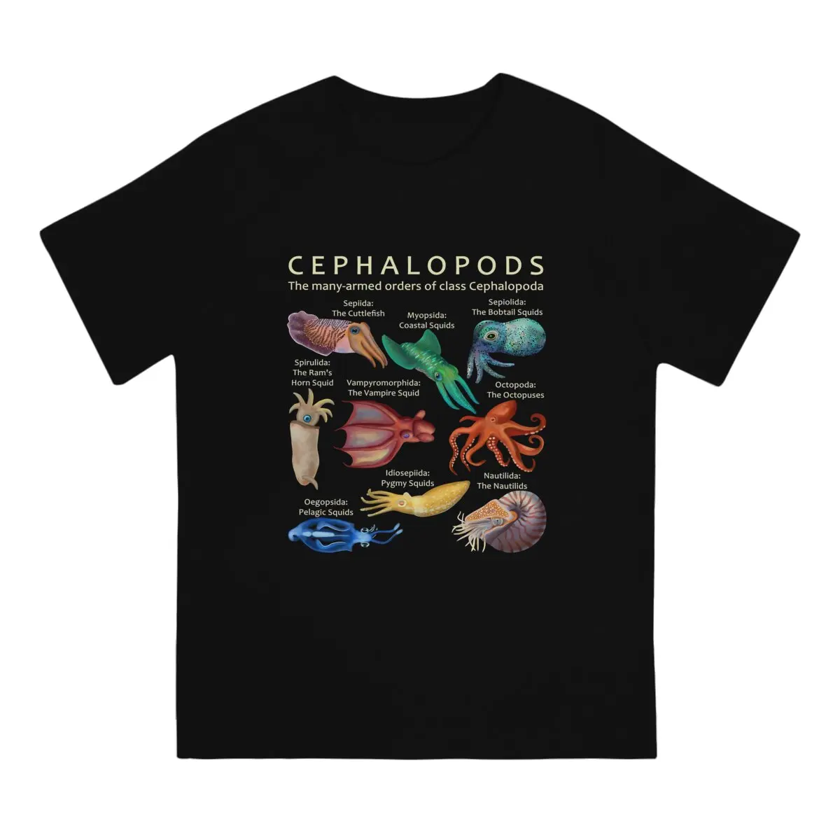 Men Cuttlefish The Cephalopod Octopus  T shirts Men's  High Quality Pure Cotton  T-shirt Cotton Short Sleeves