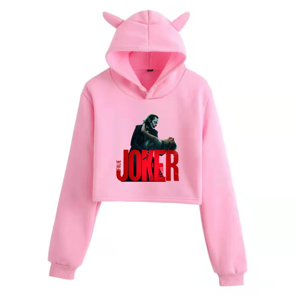 Joker: Folie A Deux Joker2 Kattenoren Crop Tops Met Lange Mouwen Meisjes Mode Hoodie