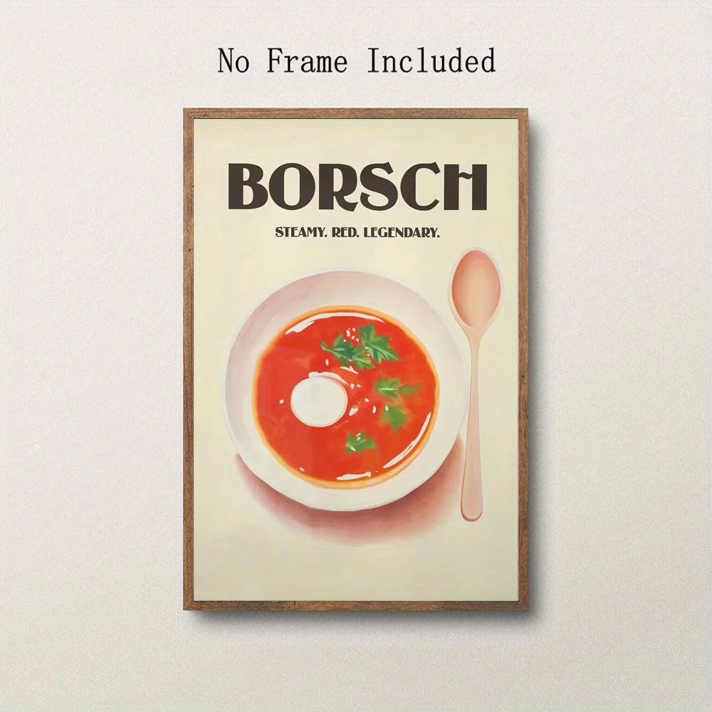 2D Flat, 2D Flat, 1pc Unframed Canvas Artwork Featuring Soup Prints, Designed for The Roschon Soup Art Cafe, Showcasing Ukrai