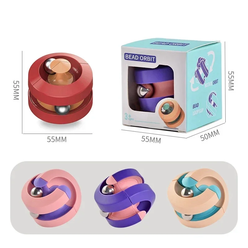 1pcs Bead Orbit Fidget Gyro Infinity Spinner Rotating Magic Track Fingertip Bead Toys Anti-stress Cube with Box Package